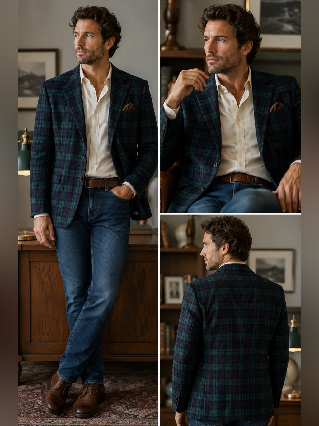 Pendleton Wool Vintage Green Plaid Blazer Sz 46 Long